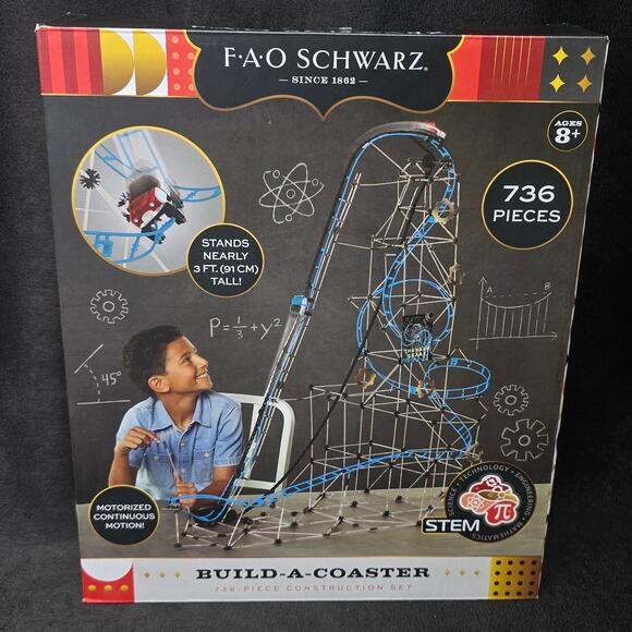 FAO Schwarz Roller Coaster Build Set 736 Piece Buildable Coaster - Picture 1 of 8